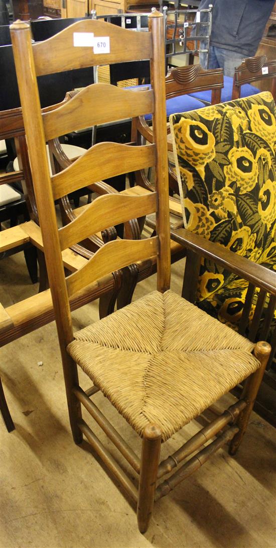 Upholstered chair & ladder back chair